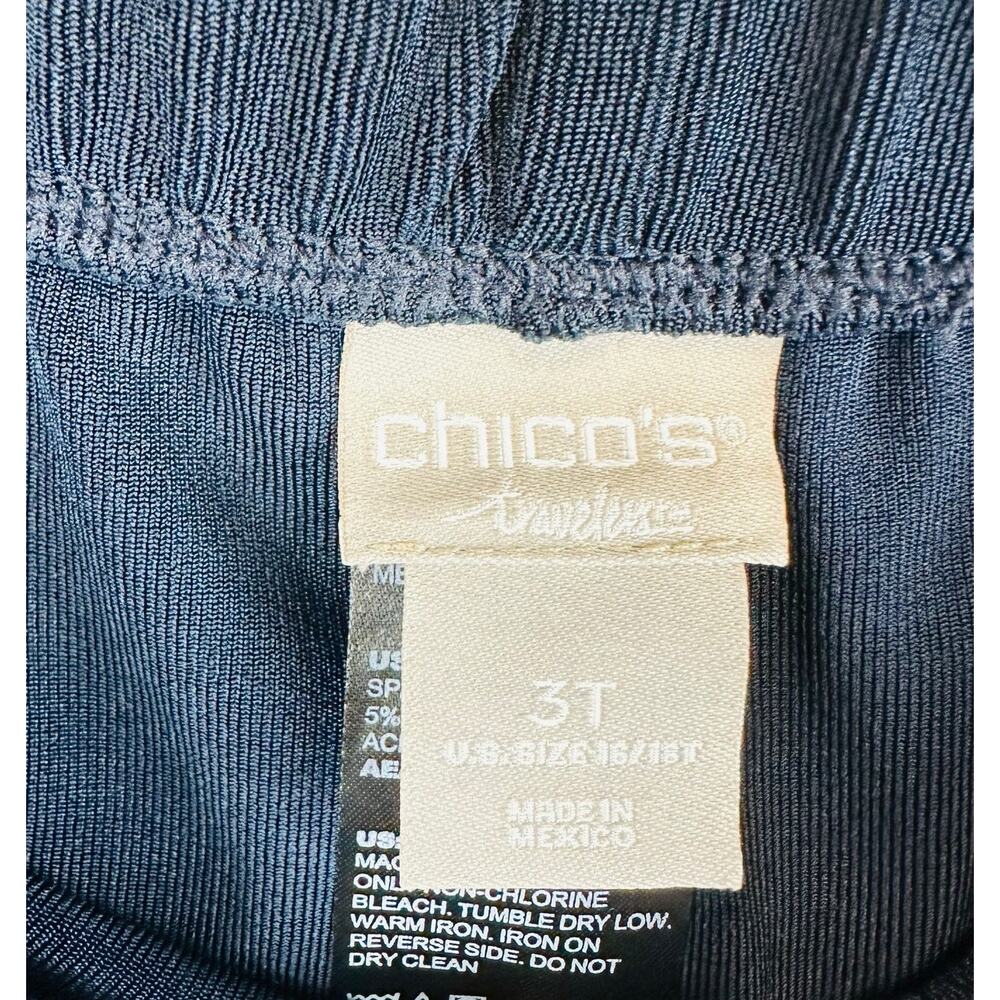 Chico's Travelers‎ Womans Sz 3T 16/18 Tall Palazzo Pants Stretch Comfort Blue - Picture 7 of 8